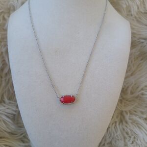Kendra Scott Elisa Silver Pendant Necklace in Red Illusion-Excellent Condition